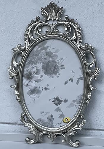 C531 Cadre photo baroque en argent vieilli avec verre 43 x 27 cm