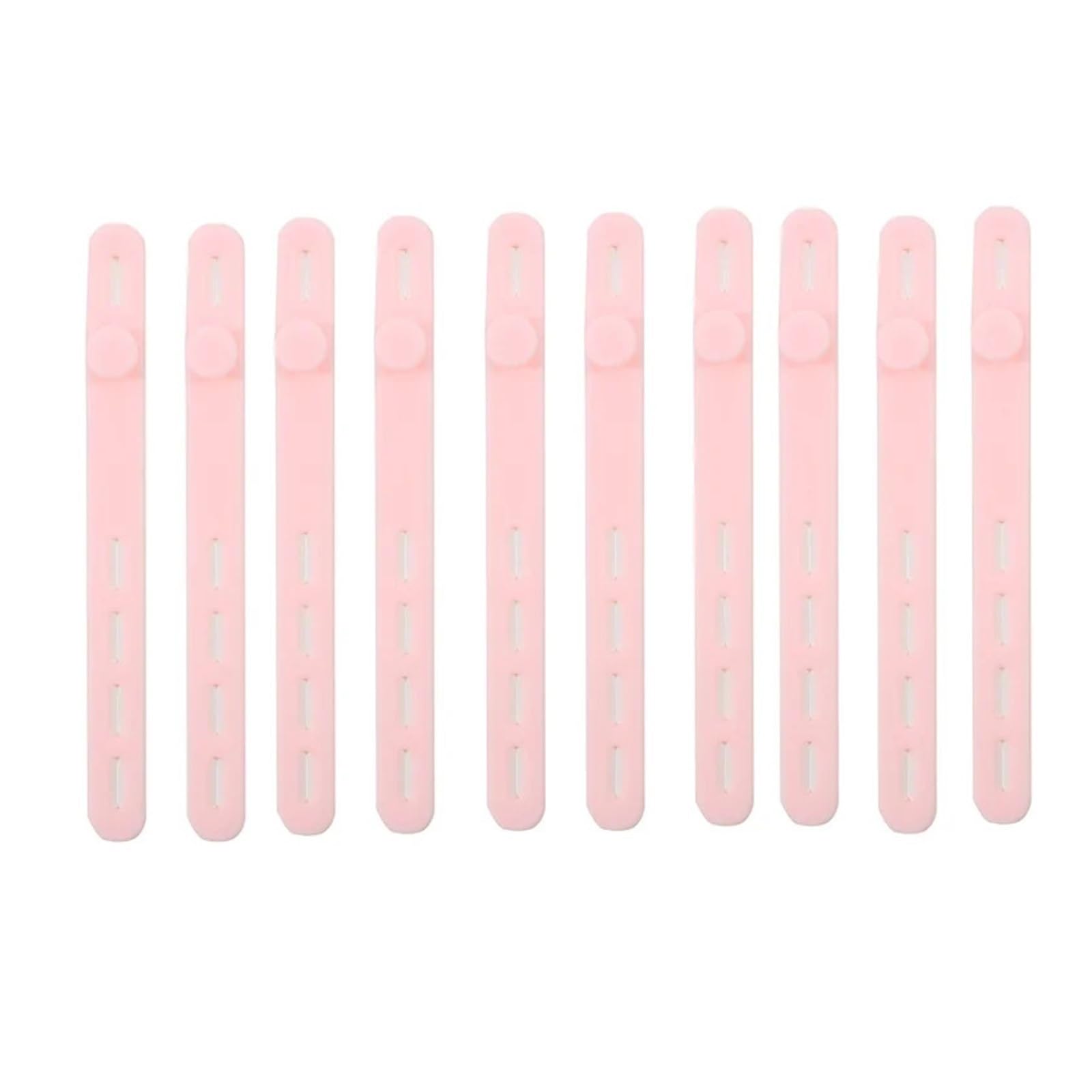 Bridas de nailon autoblocantes, 10 Uds. Bridas de cables silicona coloridas, ajustables, reutilizables, organizador resistente, gestión for sujetar y(Pink)