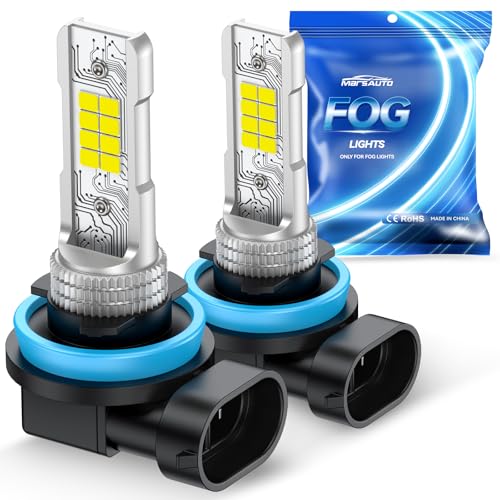 Marsauto H11/H8 LED Fog Light Bulb, 10000 Lumens 6000K White Super Bright & Compact H16/H8/H11 LED Bulb, 1:1 Mini Size Plug and Play Fog Lights, Turn Signal & Fog Light Combos, Pack of 2