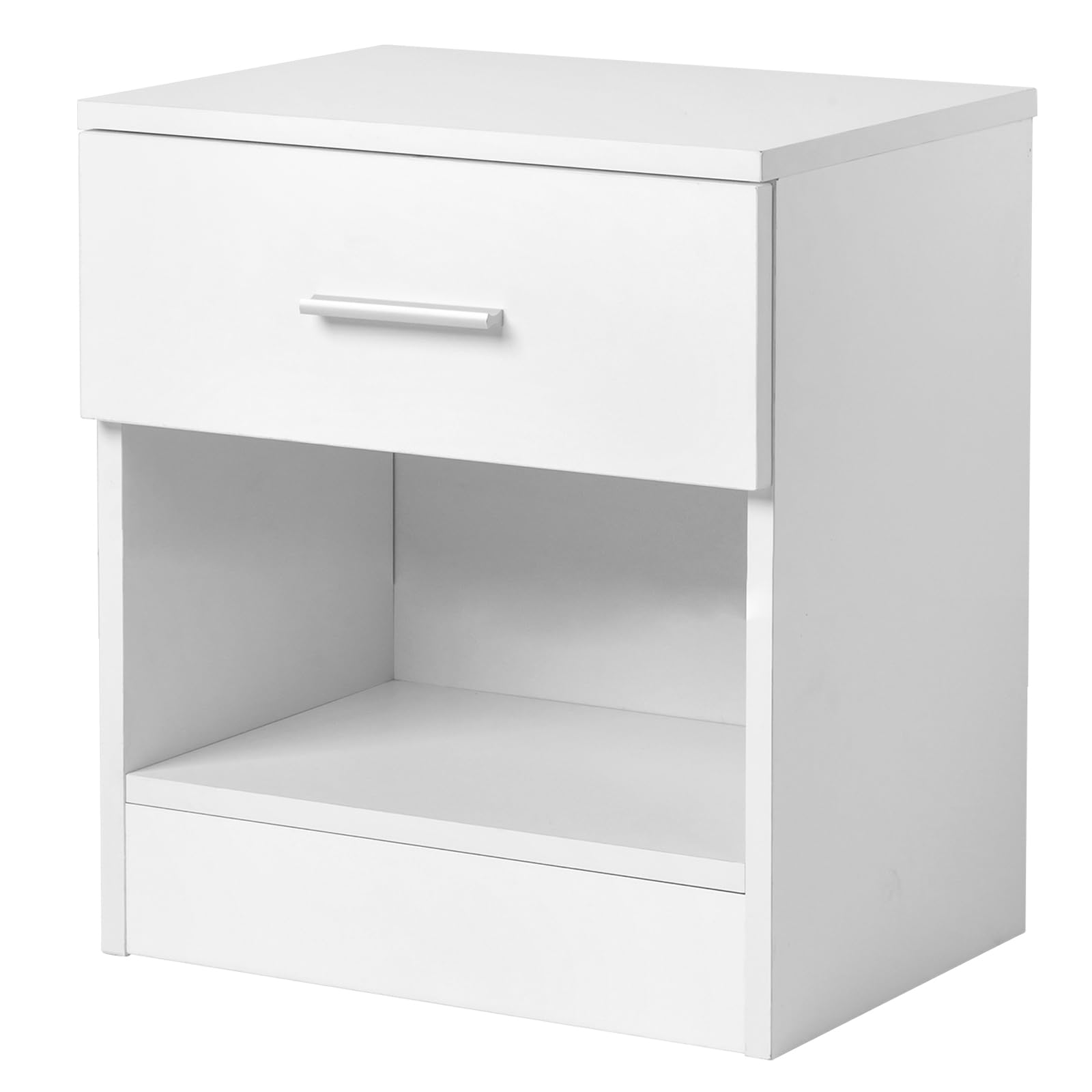 Bonnlo Bedside Table,Mordern Bedside Cabinet, Small Nightstand, Nightstand with Storage Drawer and Open Shelf For Bedroom Living Room,39 x 28x 41 cm (White,1pc) — image 1