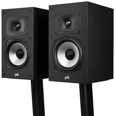 Polk Monitor XT20 Pair of Bookshelf or Surround Sound Speakers - Hi-Res Audio Certified, Dolby Atmos & DTS:X Compatible, 1" Terylene Tweeter & 6.5" Dynamically Balanced Woofer (Pair, Midnight Black)