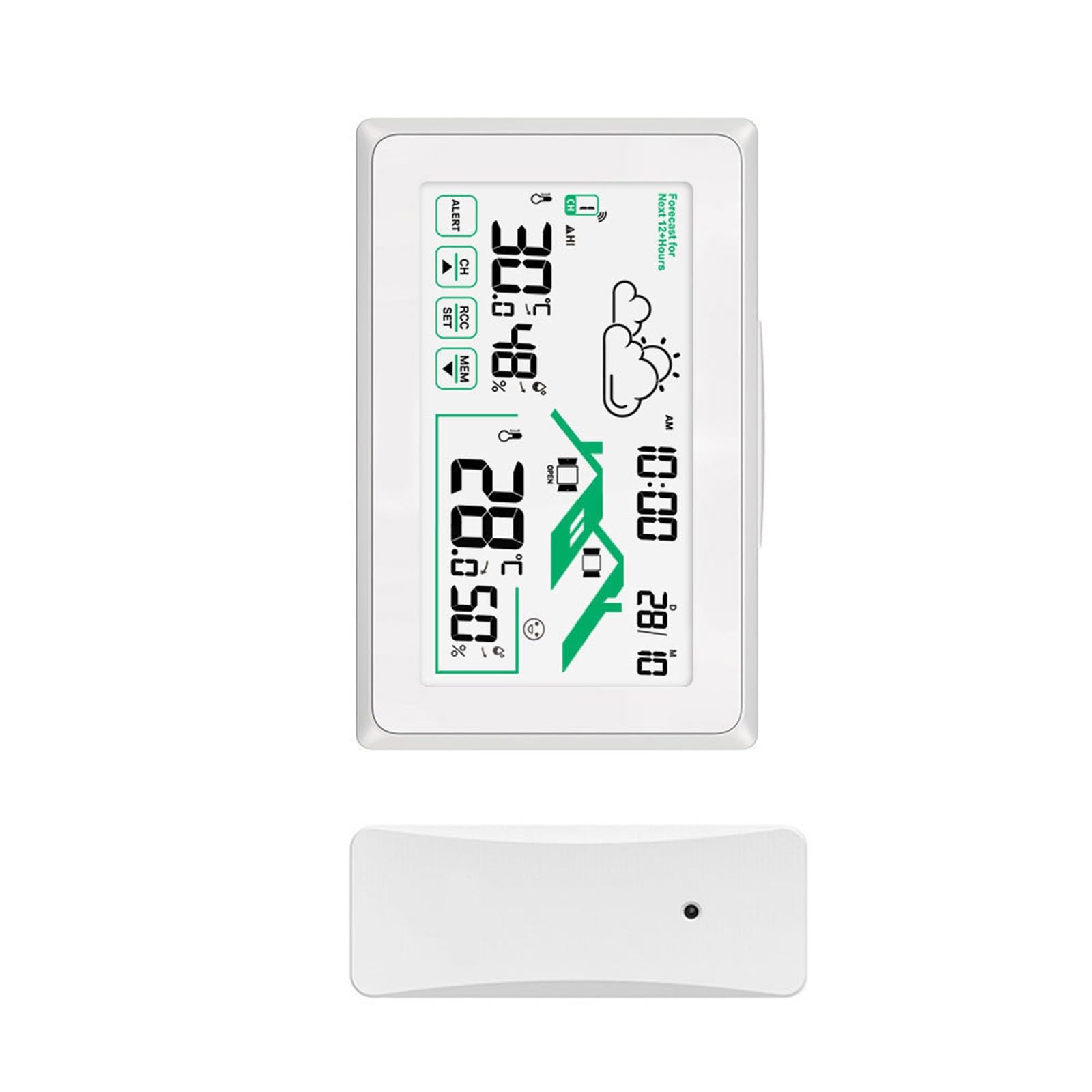 LCD Indoor/Outdoor Hygrometer with Comfort Low Battery Warning & Radio Time Home Weather Forecast Humidity Sensors Temperature Monitor