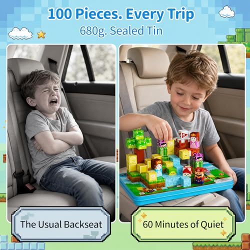 Image of Mini Magnetic Blocks for Kids Travel: 100PCS Portable Tin & Tiles