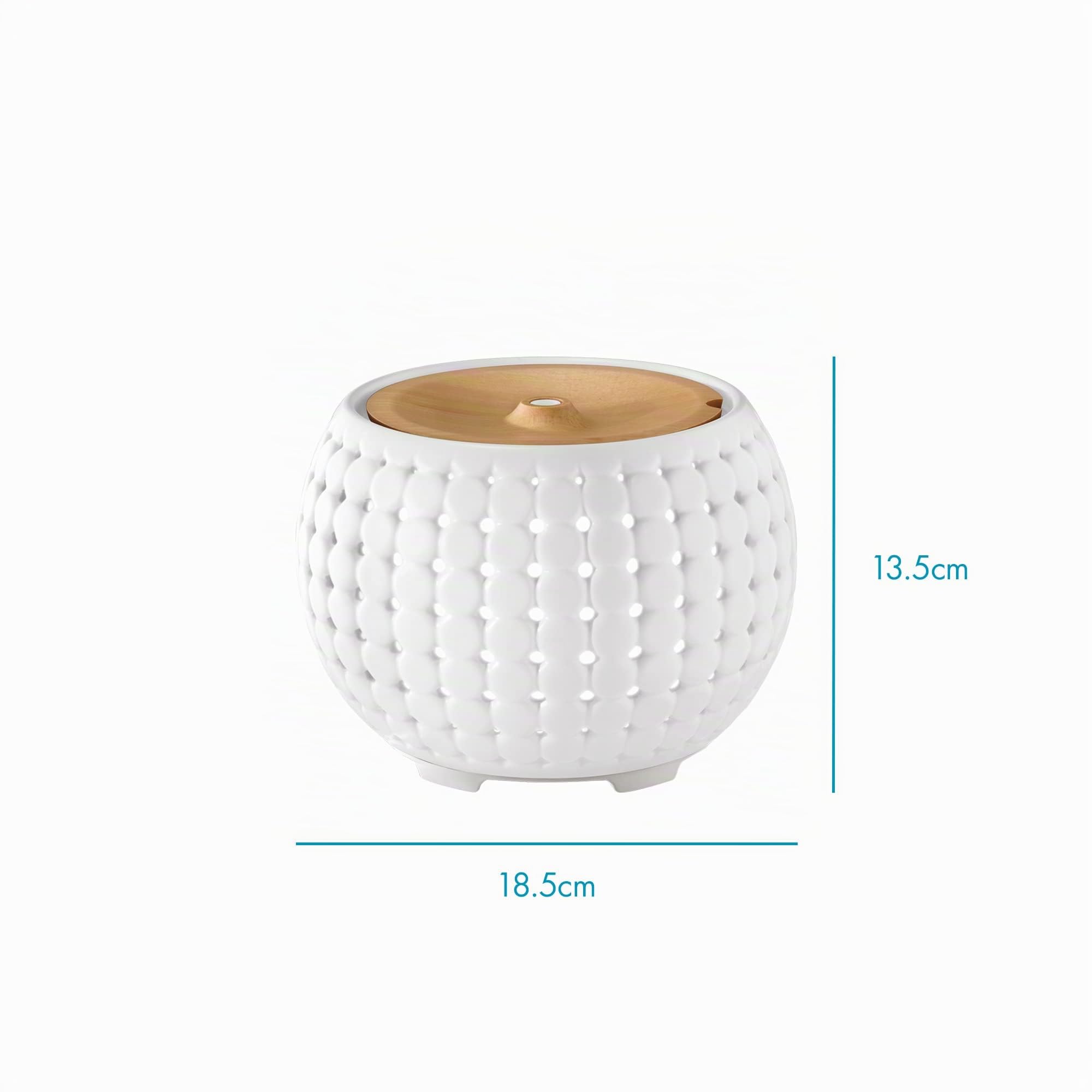 Homedics Ellia, Diffusore di Aromi e Oli Essenziali ad Ultrasuoni, Profumatore per Ambienti in Ceramica e Legno, Umidificatore Ambiente, Diffusore Ambiente con Luci Ambientali, Crema