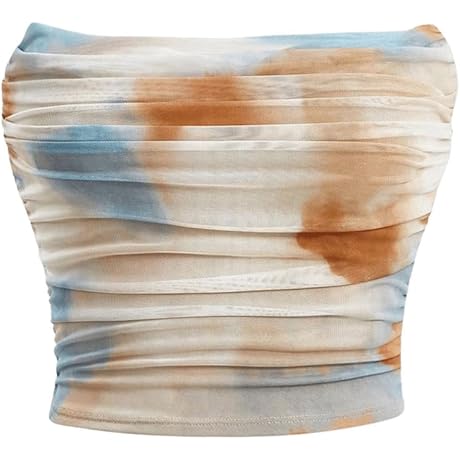Women's Tie Dye Mesh Strapless Bandeau