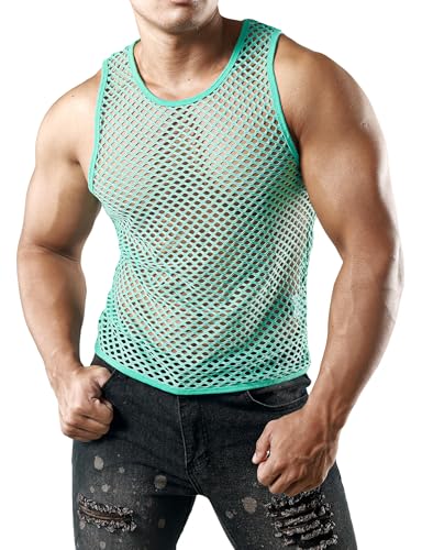 Image of JOGAL Men's Mesh Fishnet Fitted Sleeveless Muscle Top