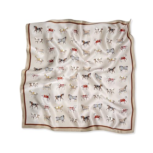 LumiSyne Foulards En Soie Femme Foulard Carré Motif Cheval Vintage Légers Satin Petits Écharpe...