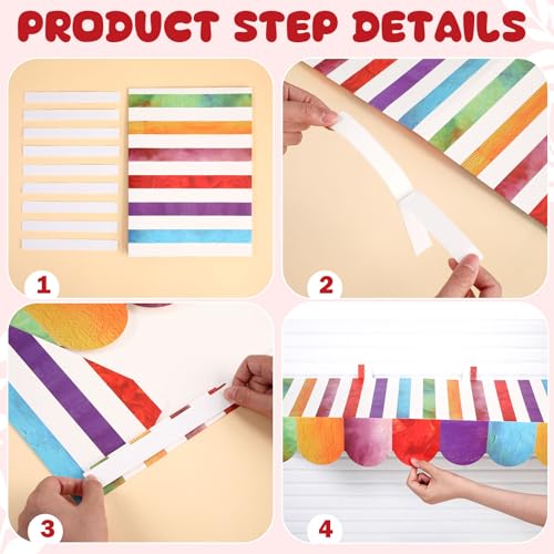 Image of Tallew 4 Pcs 3D Circus Awning Wall Decoration Carnival Awning for Carnival Theme Party Classroom Decorations(Mixed Color and White)
