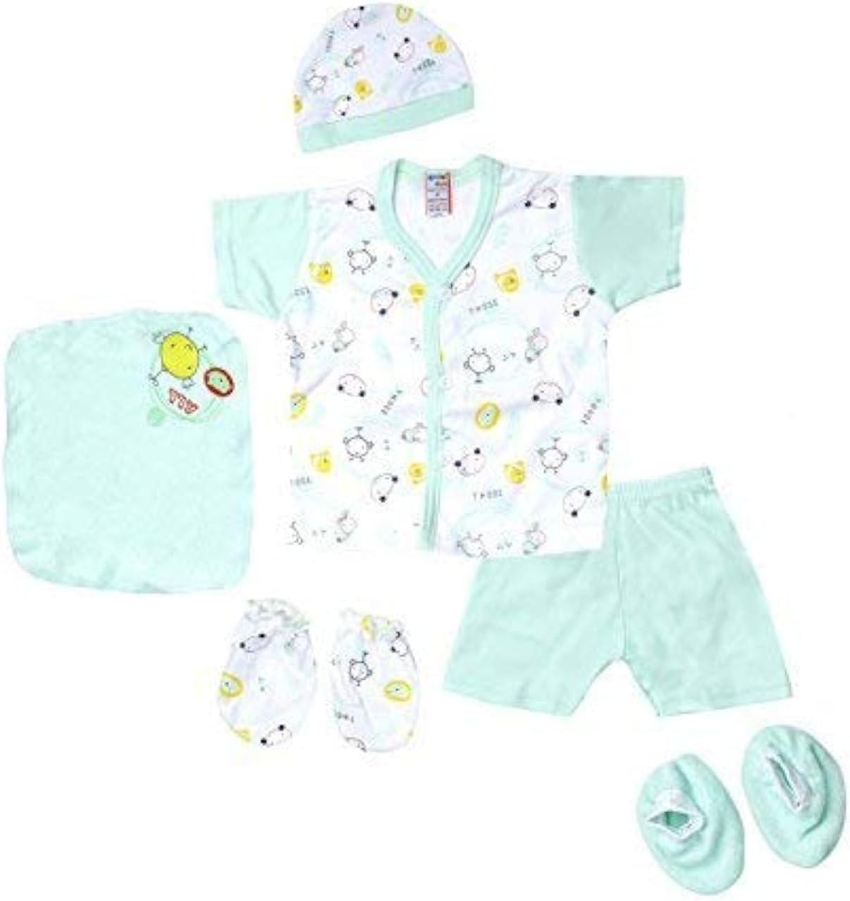 Little Hub Baby Boy's Cotton Gift Set (S21118_Green_0 Months-3 Months)