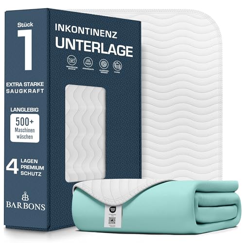 Barbons Inkontinenzunterlage waschbar Matratzenschutz 75x90 - wasserdichte Bett Inkontinenzauflage matratzenauflage Bettunterlage waschbar nässeschutz matratzenauflage (75x90 cm)