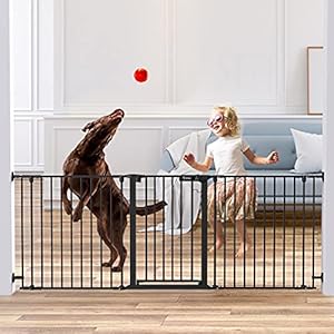 Tokkidas-236-80-Auto-Close-Baby-Gate-Extra-Wide-Child-Safety-Gates-Configurable-3-Panels-Hardware-Mount-Walk-Thru-Dog-Gate-for-Stairs-Kitchen-Doorways-Play-Area-30-Tall Auto Close Dog Gate for Stairs