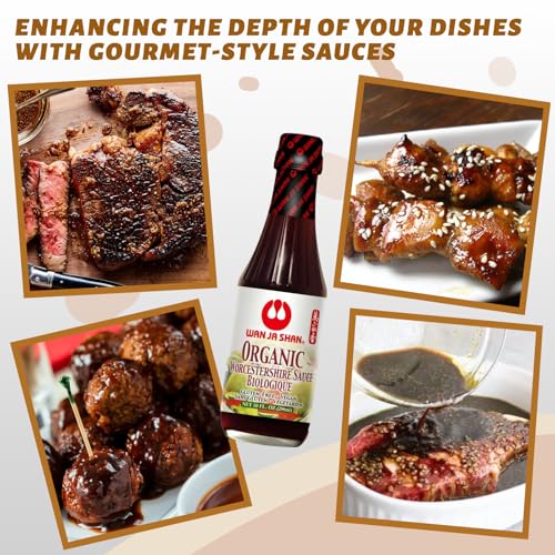 Image of Wan Ja Shan Organic Worcestershire Sauce USDA Organic, Umami-Rich Flavor | Marinade, Glaze, Dressing & Dipping Sauce | Non GMO, Vegan, Kosher Parve Great for Meats, Vegetables & Stir Fry (1 Gallon)