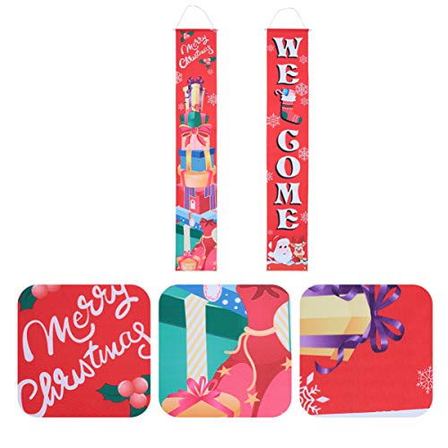 Cabilock 1 par de banners de varanda, placa de boas-vindas para varanda, decoração de Natal para fes