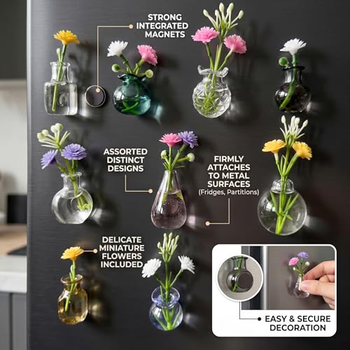 Mini jarrones magnéticos para refrigerador: soluciona la falta de espacio con flores de vidrio 4