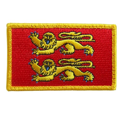 ÉCUSSON NORMANDIE/BADGE 8×5 cm – Patch à surface agrippante à scratcher (dos à crochet) ou à coudre – À fixer sur sac, veste ou pochette (NORMANDIE)