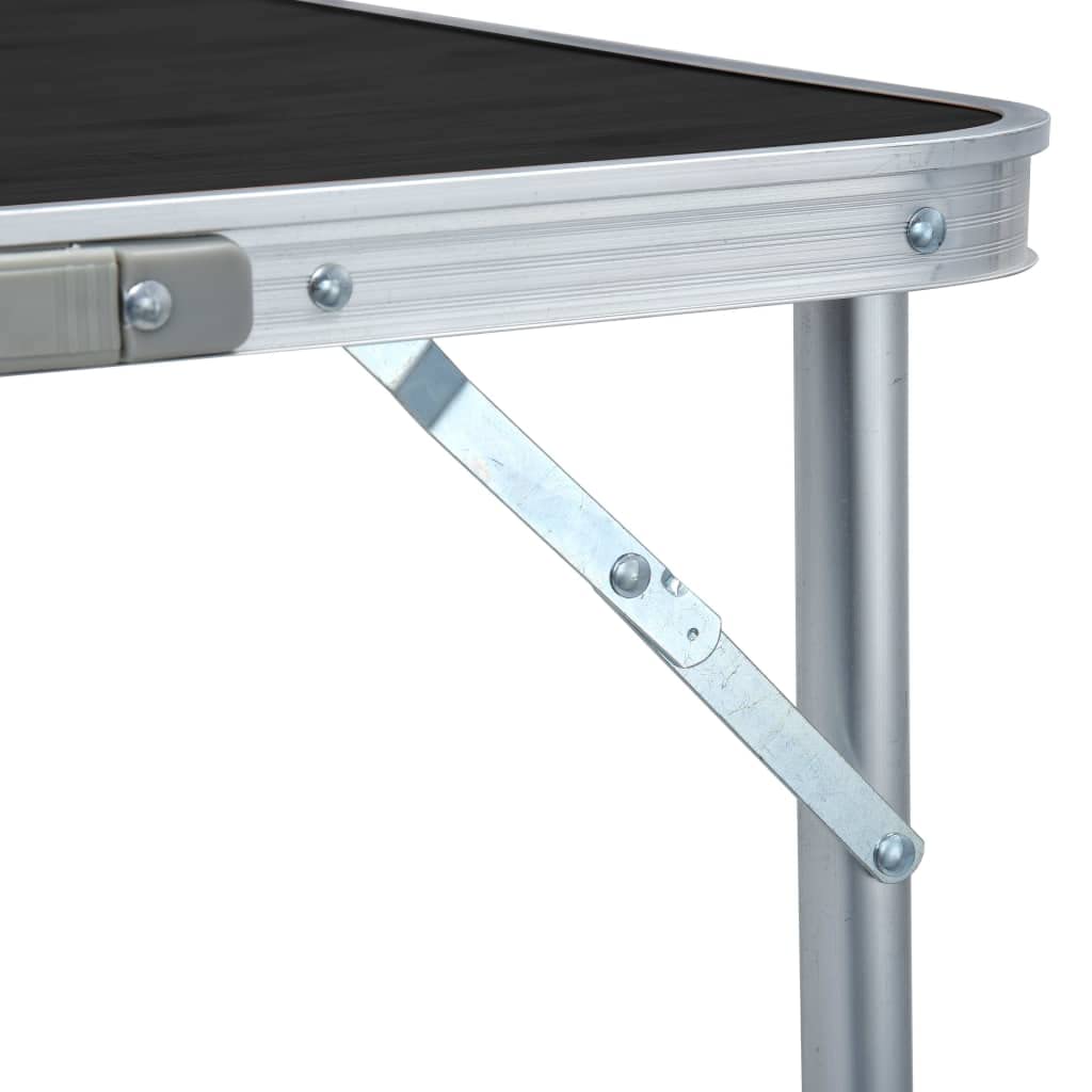 Klappbarer Campingtisch Grau Aluminium 120x Höhenverstellbar Tragbar Outdoor Garten Picknick Campingausrüstung