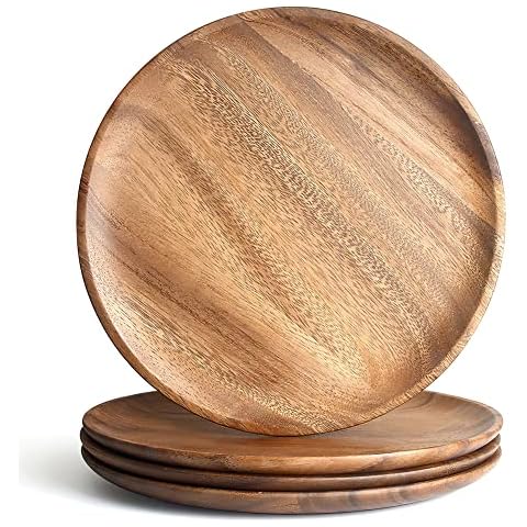 AOOSY Acacia Wood Dinner Plates Set Cover