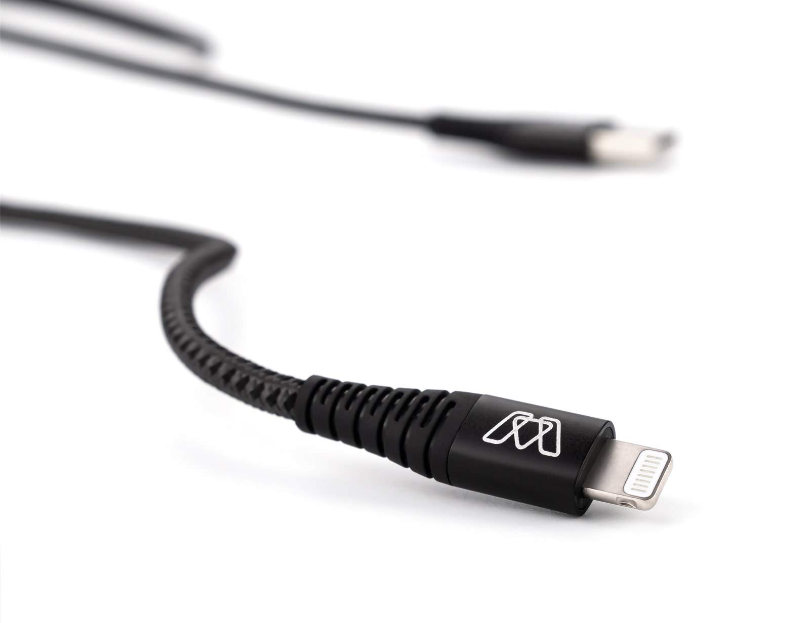 MOS Strike - Cable Lightning de 6 pies, paquete de dos unidades de fibra de nailon trenzado ultra duradera, resistente a los enredos, certificado MFI, gris, SW-33122-06-2 8