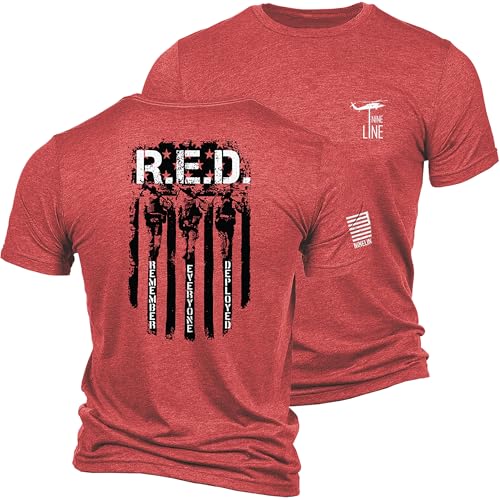 Nine Line RED Friday. Remember Everyone Deployed Unisex Patriotic Veteran Shirt - American Flag and Dropline Logo