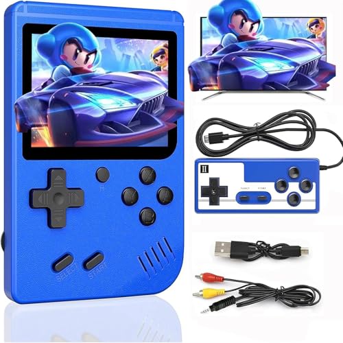 Handheld Game Console,Portable Gaming System with 400+ Classic Games,3.0" LCD Screen,Retro Game Console Support TV Connection & 2 Players for Kids Adults(Blue)