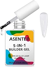 ASENTER Gel Ricostruzione Unghie, autolivellante, Base Rubber Gel Costruttore Per Unghie Rinforzante Base Gel Semipermanente Trasparente 15ml