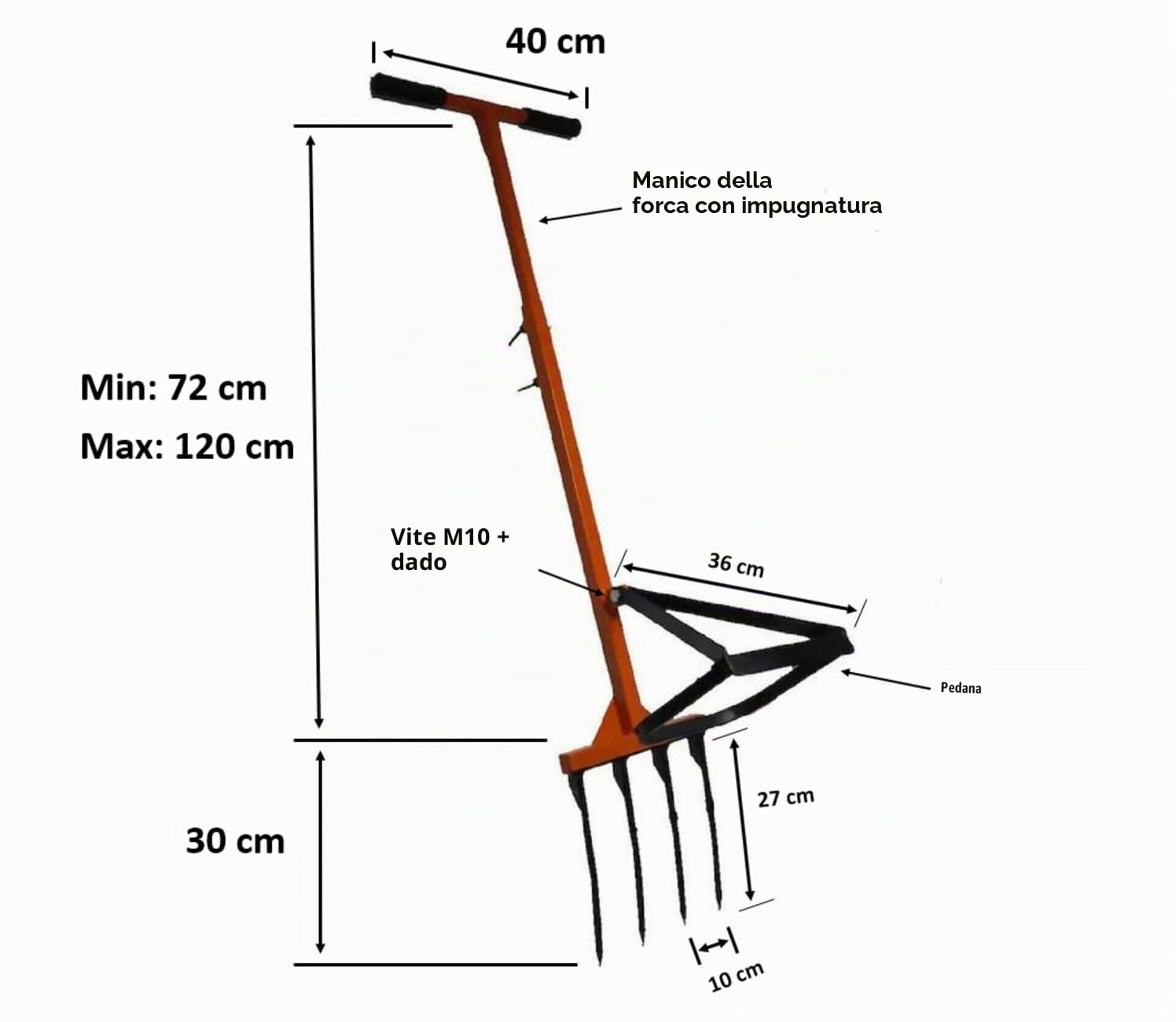 Doppia grabe forcella 4 denti FORCA Boden Ventola Doppia Tomba Forchetta Doppia Forcone Bio – Rastrello da giardino dispositivo Forcone Zappa coltivatore