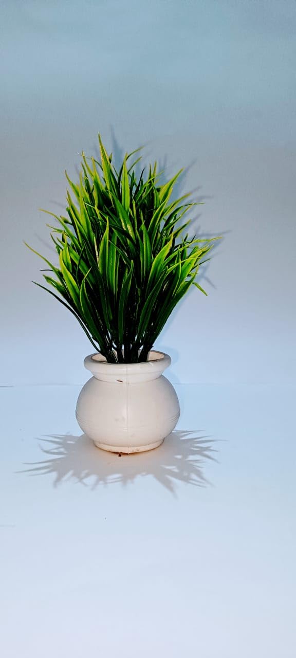 ALBANIO Artificial Faux Plants with pots Bonsai for Home Living Room Table Kitchen Decor | Your Living Space | Home Decoration Artificial Bonsai Tree Plant with Pot (White & Green)