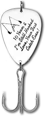10th Anniversary Hook Gifts For Him Her 10 Years Anniversary Hook Gifts Wedding Birthday Gifts Fishing Lure Gifts Fisherman Gifts for Husband Boyfriend Valentines Day Gifts Fishing Hooks Gift