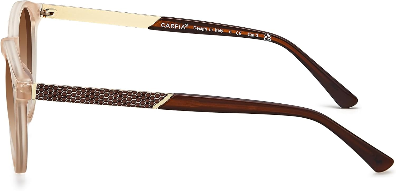 CARFIA Retro Acetate Round Polarized Sunglasses For Women UV Protection, Small Face Frame Vintage Circle Shades CA5201 - Image 7