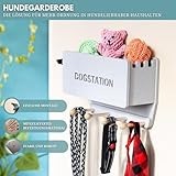 INEXTERIOR Hundegarderobe CLASSIC aus Holz - personalisierbar - in Deutschland handgefertigt - Aufbewahrung für Hundeleinen (Grau, Schriftzug Dogstation)