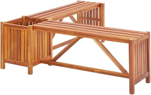 Miniatura 4 de Macetero para exteriores, banco de jardín con macetas para jardín, patio, porche y terraza