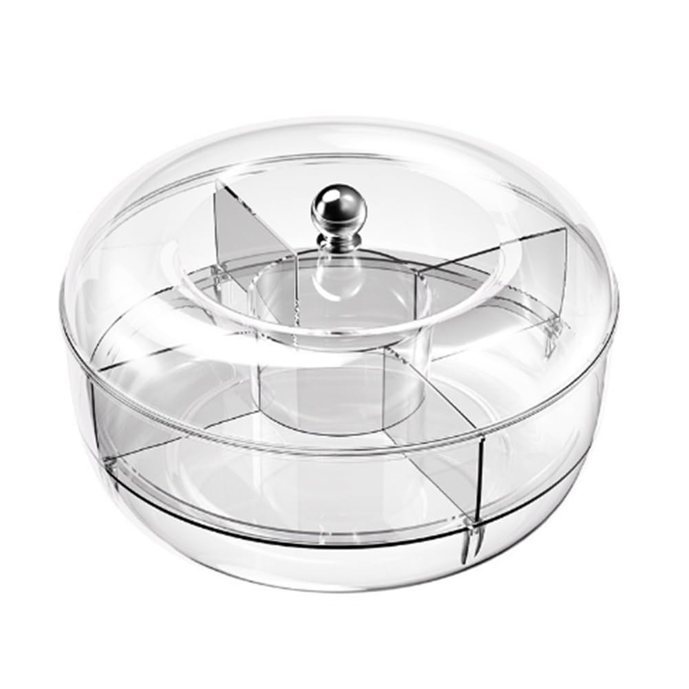 CTRLZS Chilled Veggie Fruit Tray Platter Divided Rotating Serving Tray with Lid Snack Vegetable Tray Chip and Dip Serving Set