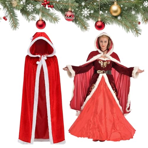 SEMINISMAR Santa Claus Umhang mit Kapuze,Rotes Cape...