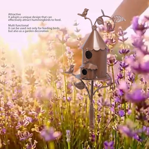 Casa de Passarinho de Metal de Ferro, Arte Exclusiva para Jardim de Pátio, Criando um Ambiente Acolh