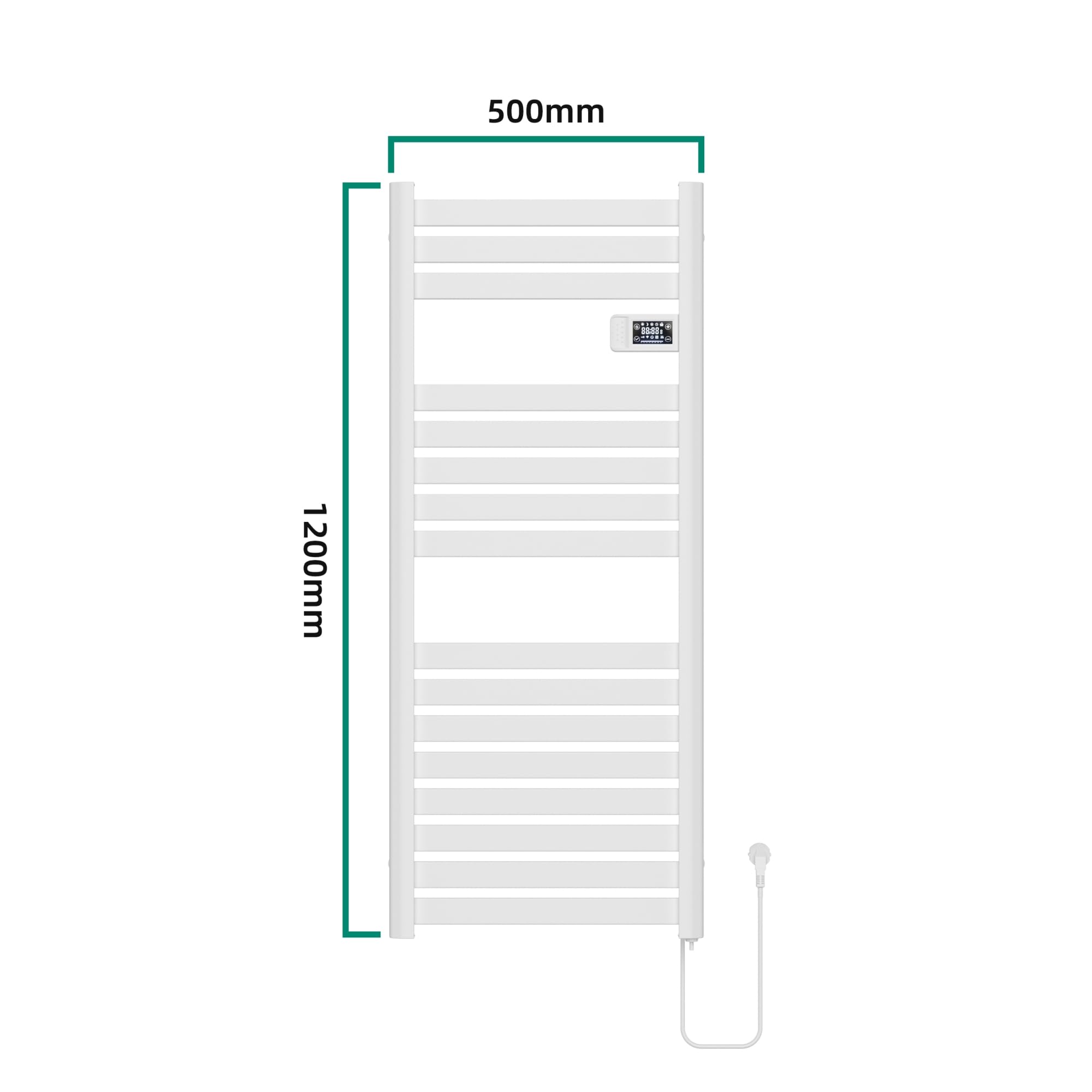 pro.tec Secatoallas Radiador Toallero Eléctrico Mural Secatoallas con 16 Lamas Potencia 500W Modo Confort Eco y Ventana Abierta para Espacios Reducidos Aluminio 120 x 50 cm - Blanco