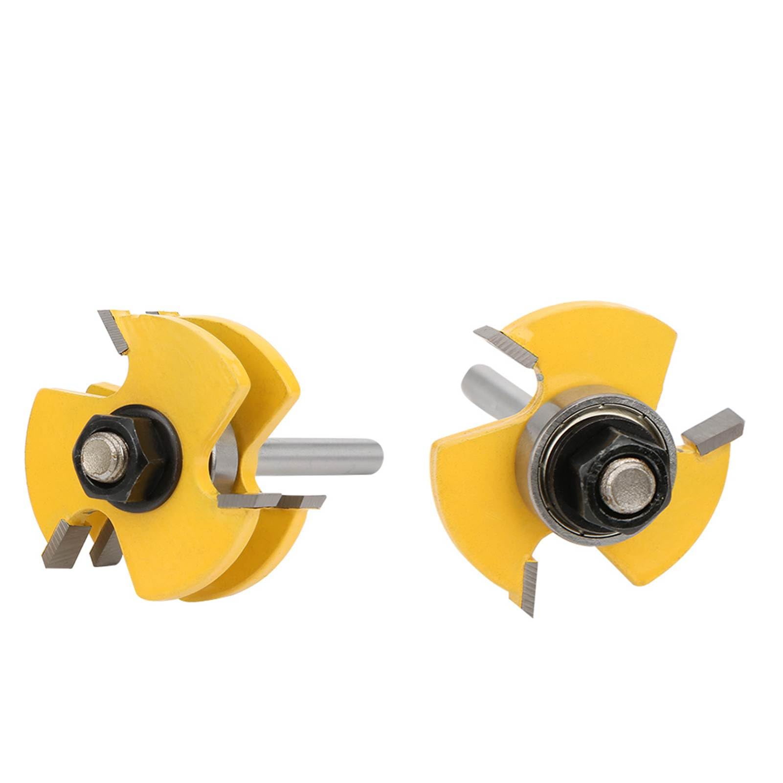 Ensemble de Bits de Routeur en Forme T 2PCS, 3 Dents 1/4 Pouce, Outils Travail du Bois élevé pour le Bois, le MDF, la Planche Particules et contreplaqué avec Lames en Alliage