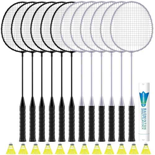 Image of AboveGenius Badminton Rackets Set, Lightweight & Durable Badminton Set (Includes 6 /12 Racquets, 6 /12 Birdies), Outdoor Backyard & School Games for Adults, Teens, Families and Beginners