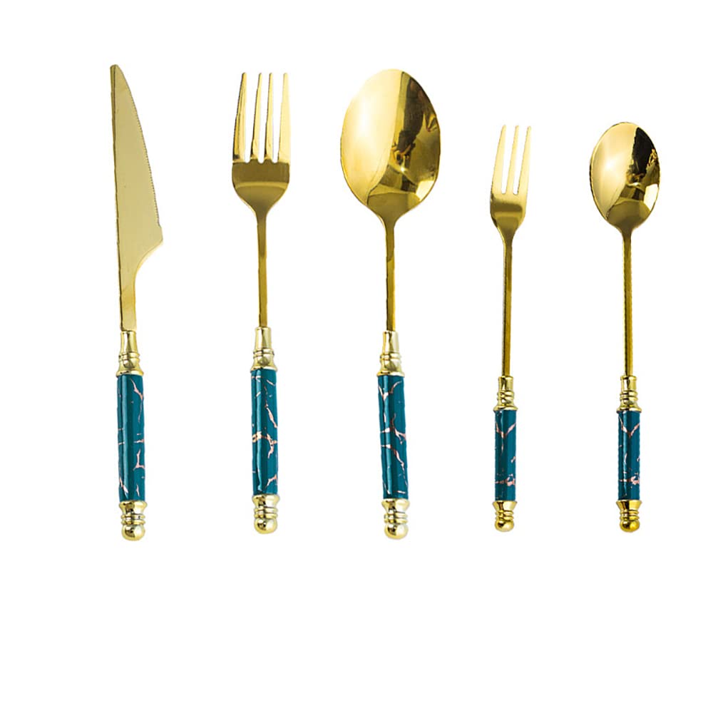 Silverware Set Durable 18 10 Stainless Steel Blackish Green Cutlery Sets Ceramic Handle Include Knife Fork Spoon Coffee