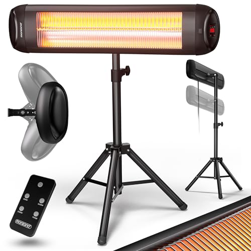 MONZANA® Infrarot Heizstrahler MZH2500 Stativ 110-175cm 2500W 3 Stufen 24h...