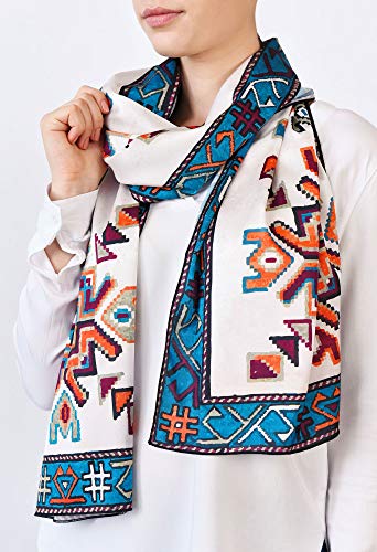 Moreni Armenian Printed Scarf - Artsakh Silk/Polyester2