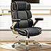 Big and Tall Bürostuhl 230kg, Ergonomischer Chefsessel aus Leder mit Komfortsitz, 5D Armlehnen, Verstellbarer Lendenstütze, Hoher Rücken, Großer Drehstuhl für Home Office, Schwarz
