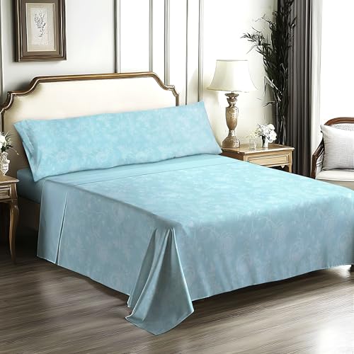 IN NICE Unil Parure de lit 3 pièces en microfibre polyester avec drap-housse, drap plat et 1 taie d'oreiller pour lit de 90 x 200 cm Bleu