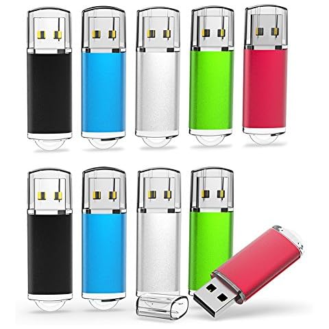 TOPESEL 10 Pack 8GB USB 2.0 Flash Drive Memory Stick Thumb Drives (5 Mixed Colors: Black Blue Green Red Silver) Cover