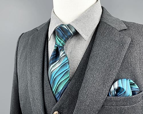 Shlax&Wing Cravatta da uomo Ripple Blu Multicolore...