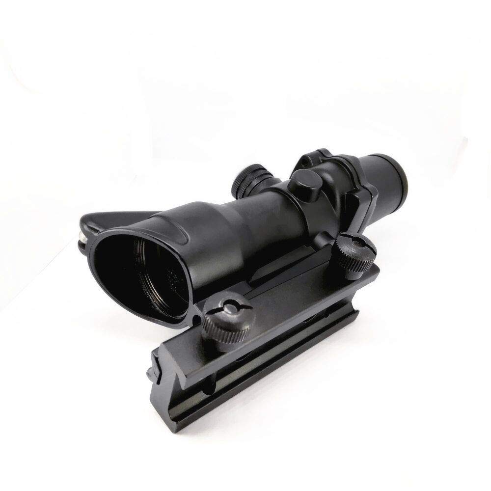 HWZ Tactical Hunting 4X32 ACOG Red or Green Fiber Chevron Reticle Optics Red or Green Illuminated Rifle Scope for Shooting