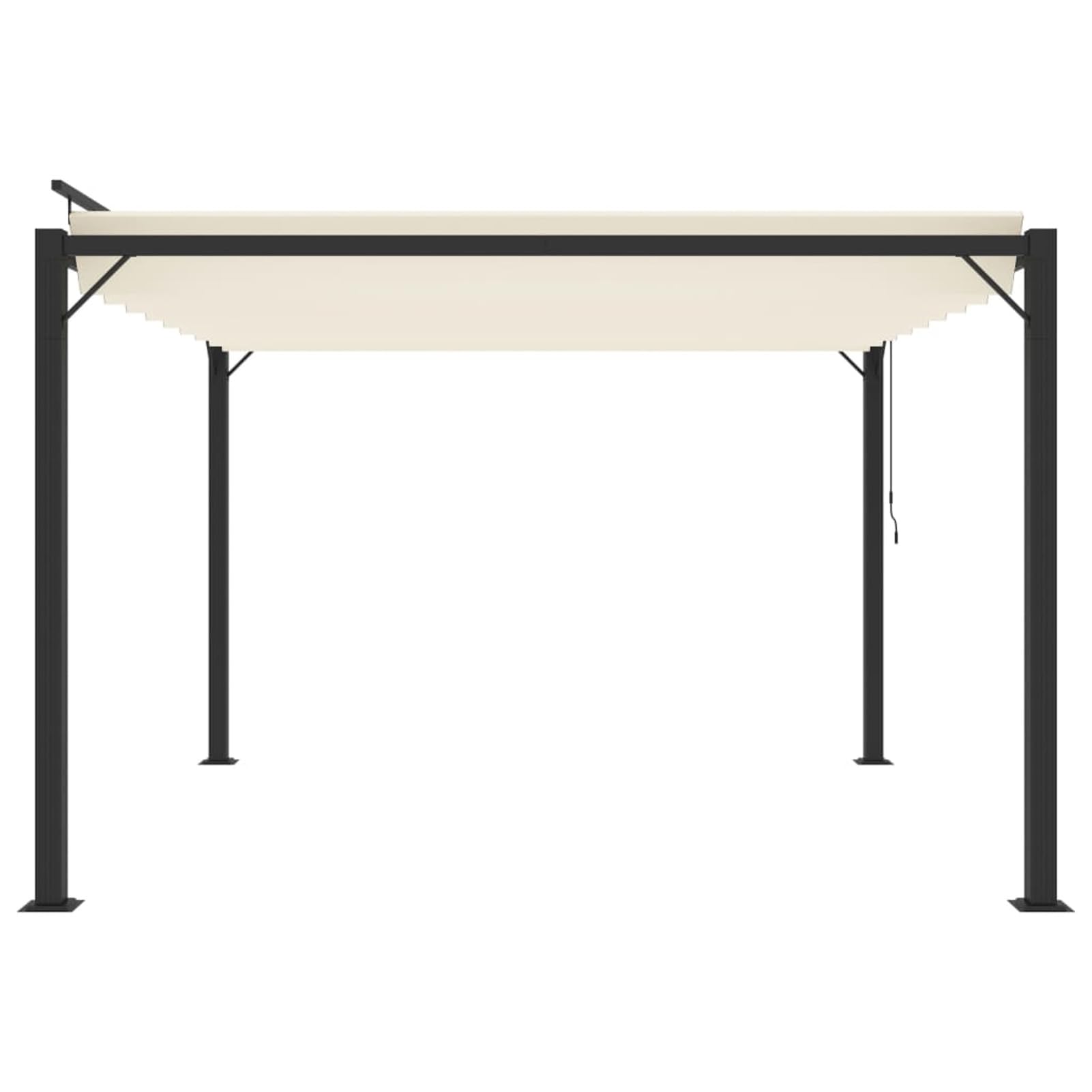 Pavillon mit Lamellendach, Gartenpavillon, Pop-Up Partyzelt, Festzelt, Pavillon, Garden Decoration, Canopy Tent, Lagerzelt, 3x3 m Creme Stoff und Aluminium