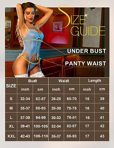 VORTICALIA Sexy Lingerie for Women Lace Bodysuit Teddy with Garter Belt
