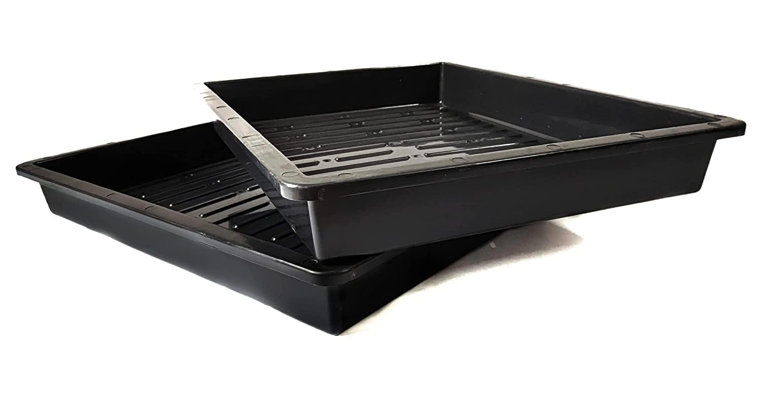 Grow Tray, Fodder, Microgreens Tray Pair - Set of with Drainage Holes and Without Hole, 2ft x 1.5ft x 3 inch, Black (60x45x8cm Pair, 20 Set)-image-4