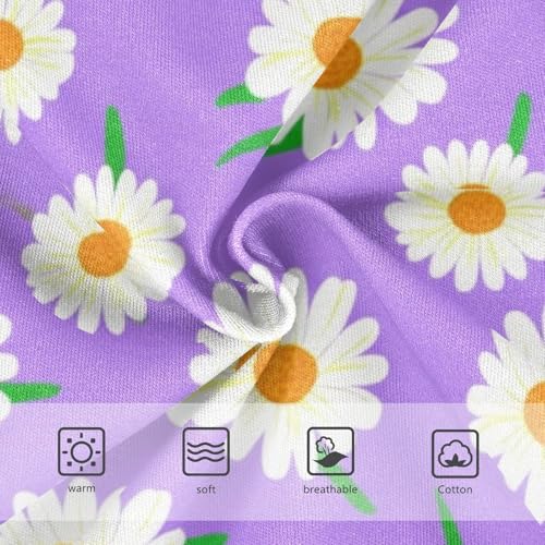 White Daisies Purple Panties for Girl Toddler Underwear Floral Cotton Fun Briefs Kids Undies 2t3