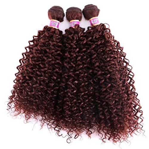 Kinky Curly Syntheitc Hair Weave 3 Bundles Deal 16 18 20 Inches High Temperature Heat Resistant Fiber Color 33#